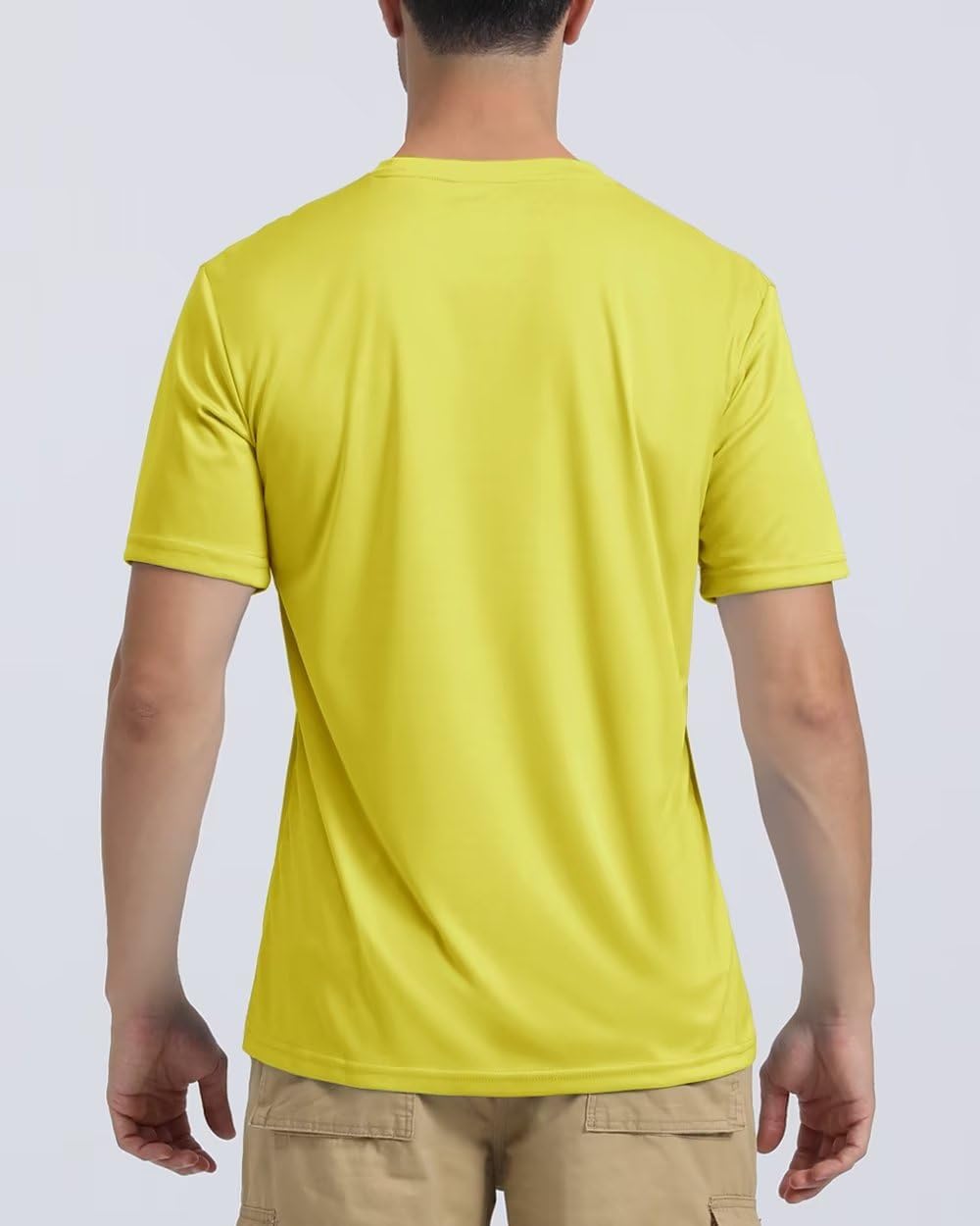 Boladeci Mens Shirts Short Sleeve Rash Guard Swim Shirts for Men Sun UV Protection Clothing Blank Yellow Work-Out Gym Running Athletic Shirts Tees