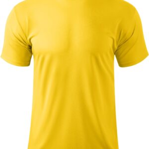 Boladeci Mens Shirts Short Sleeve Rash Guard Swim Shirts for Men Sun UV Protection Clothing Blank Yellow Work-Out Gym Running Athletic Shirts Tees