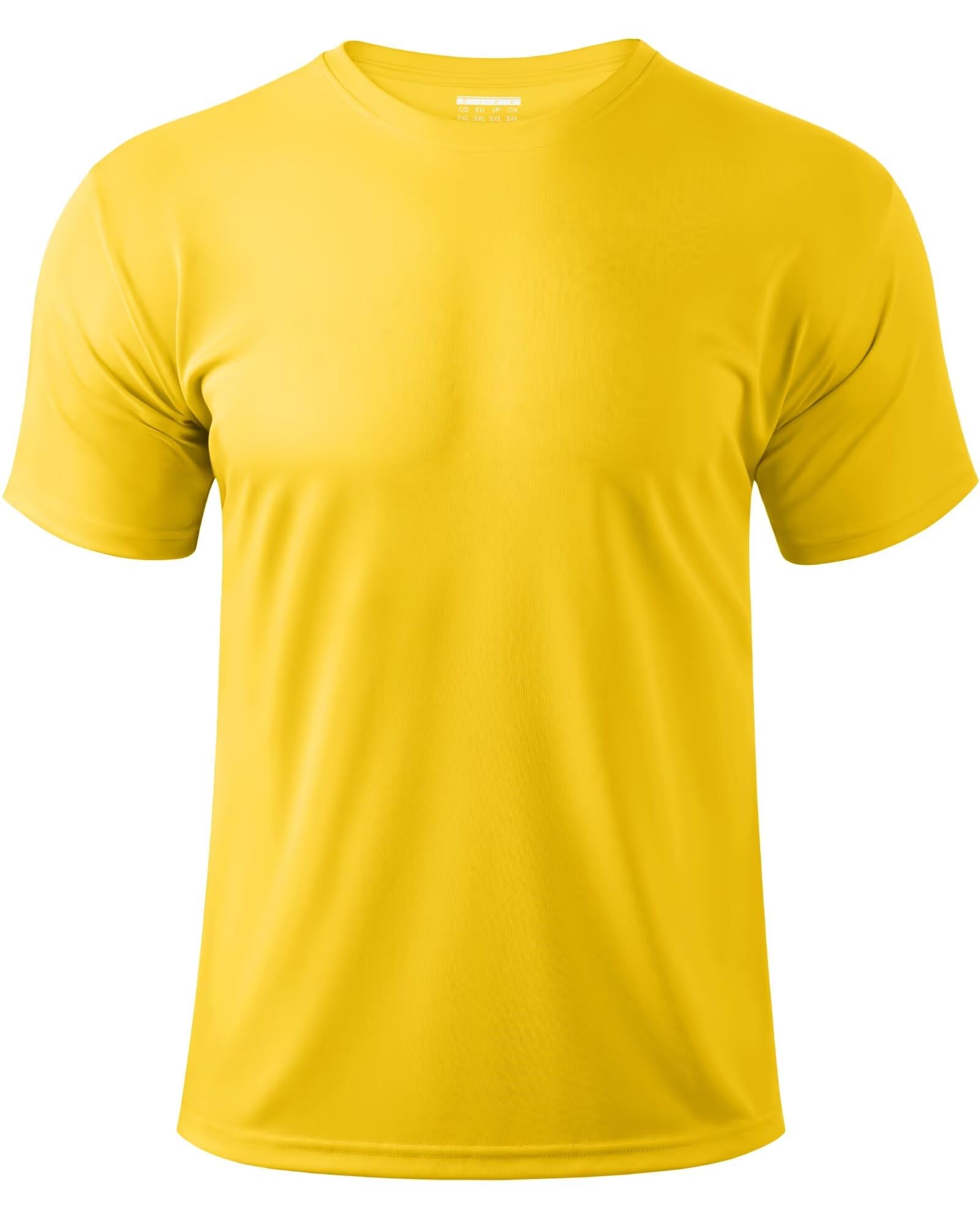 Boladeci Mens Shirts Short Sleeve Rash Guard Swim Shirts for Men Sun UV Protection Clothing Blank Yellow Work-Out Gym Running Athletic Shirts Tees