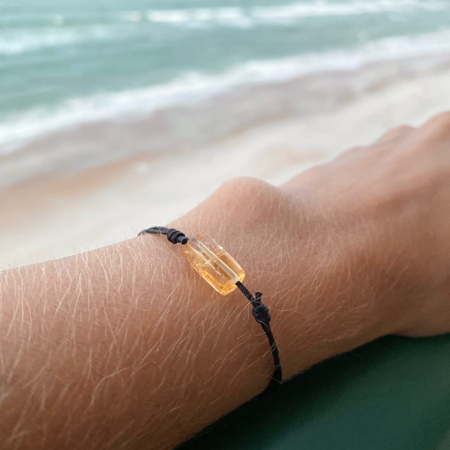 Citrine Tube Cord Bracelet for Men Women Teen Unisex Adult - Waterproof Nylon Surfer String Friendship Summer Bracelets - November Birthstone Citrine Quartz