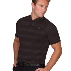 Three Sixty Six Men's Collarless Golf Polo - Lightweight, Moisture Wicking & Stretch Fabric Black