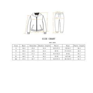 TEZO Womens Full Zip-Up Hoodie Tracksuit Set Long Sleeve Casual Jogging Suits Workout Gym 2 Piece Outfits with Pockets(BKWT XL)