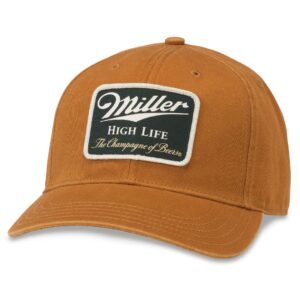 american needle miller high life beer hepcat adjustable buckle strap baseball dad hat (43870a-mhl-lhaz)