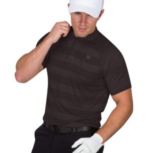 Three Sixty Six Men's Collarless Golf Polo - Lightweight, Moisture Wicking & Stretch Fabric Black