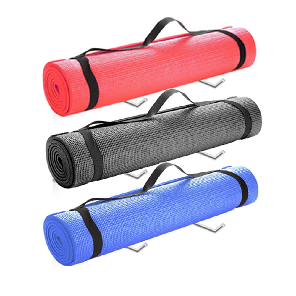 6Pcs/3 Set Yoga Mat Holder, Wall Mount Yoga Mat Storage, Home Gym Accessories for Hanging Foam Roller and Resistance Bands at Fitness Class or Home Gym