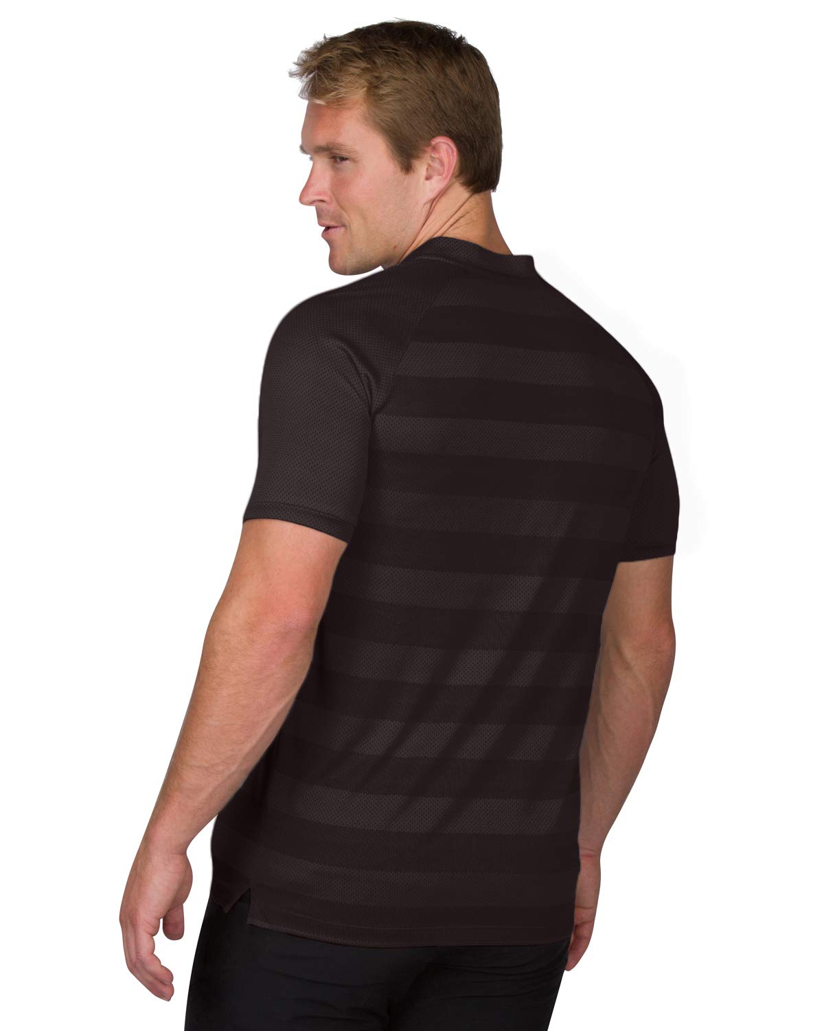 Three Sixty Six Men's Collarless Golf Polo - Lightweight, Moisture Wicking & Stretch Fabric Black