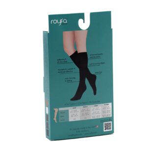 Royfa Cotton compression socks for Women and Men, 15-20 mmHg support stockings, Closed Toe circulator compression sock (Medium, Ebony)