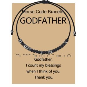 MAOFAED Godfather Gift Godfather Morse Code Bracelet Godfather I Count My Blessings When I Think of You (godfather code br)