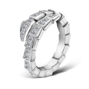 gevolcm au750 alloy ring, diamond set alloy ring, unique snake diamond ring, best gift