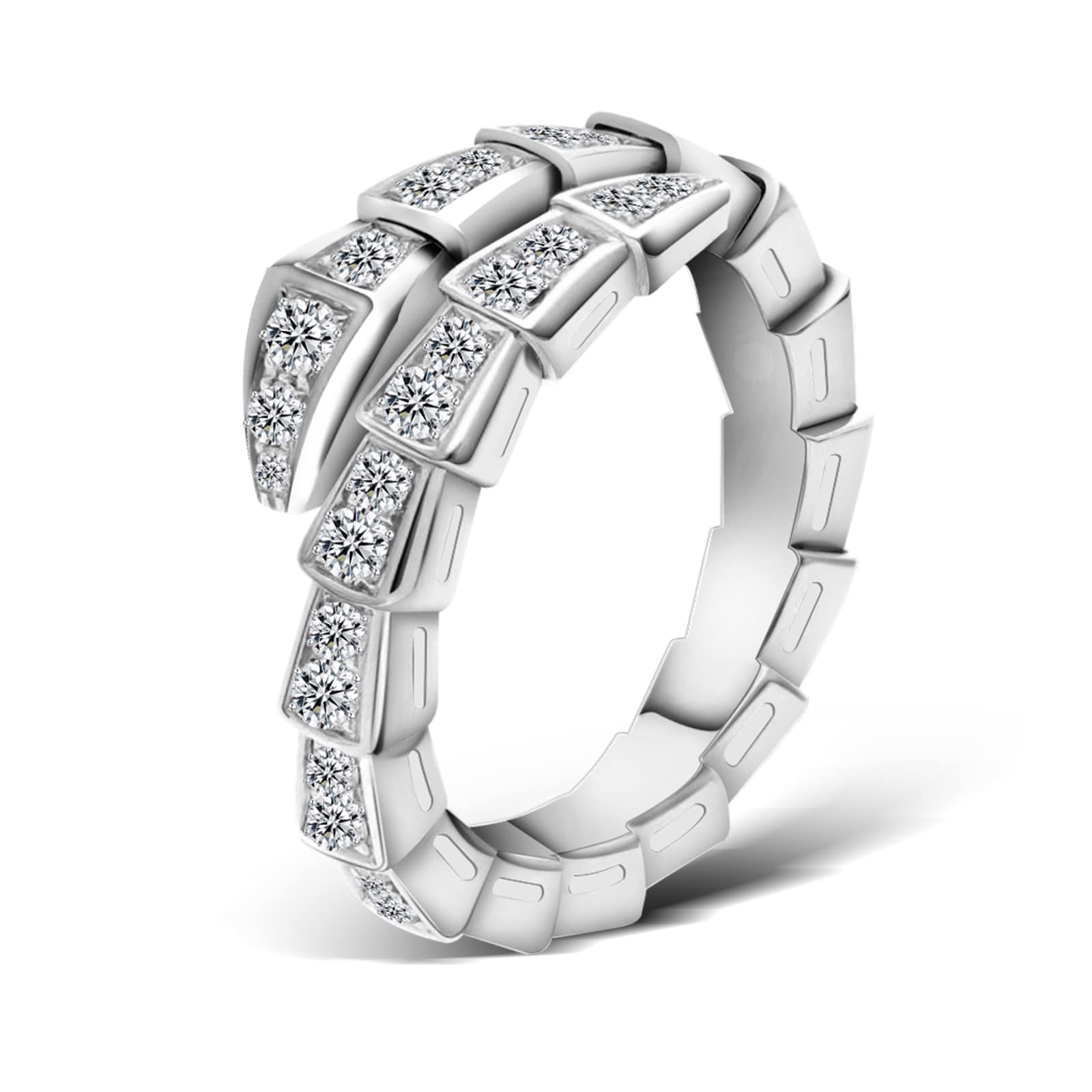 GEVOLCM Au750 Alloy Ring, Diamond Set Alloy Ring, Unique Snake Diamond Ring, Best Gift