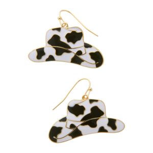 kathaya cowboy boot earrings for women cowgirl western dangle drop earrings texas boots cow print cowboy hat earring (hat)