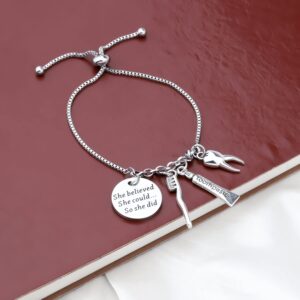 PLITI Dentist Bracelet Dental Hygienist DA DH Graduation Gift She Believed She Could So She Did Bangle for Dental Assistant (she believed tooth bg)