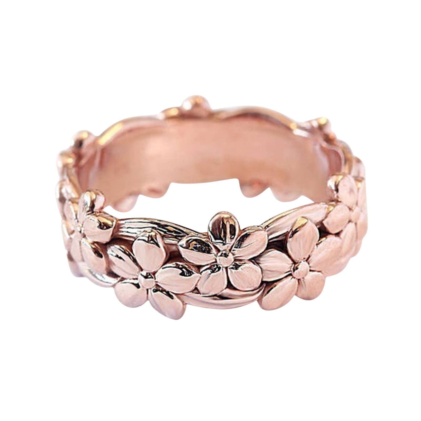 Stackable Wedding Bands Rings for Women Flower Shape Around Rings Women Fashion Trend Full Flower Ring Ladies Jewelry Diamond Rings for Statement Rings Jewelry Accessory Gifts (Rose Gold, 9)