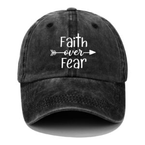 unisex adult hat adjustable distressed dad hat vintage jeans cotton denim rainbow pride baseball cap (us, alpha, one size, faith over fear)