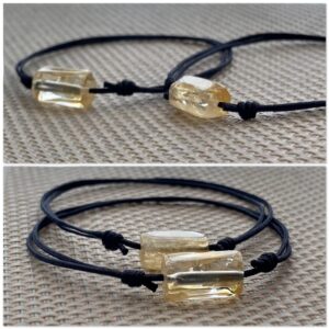 Citrine Tube Cord Bracelet for Men Women Teen Unisex Adult - Waterproof Nylon Surfer String Friendship Summer Bracelets - November Birthstone Citrine Quartz