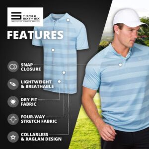 Three Sixty Six Men's Collarless Golf Polo - Lightweight, Moisture Wicking & Stretch Fabric Black