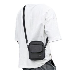 Black Small Side Shoulder Bag Crossbody Bag For Men Women Mini Messenger Bag Satchel Travel Purse Passport Holder Bag, Cell Phone Purse Neck Pouch Wallet- Unisex