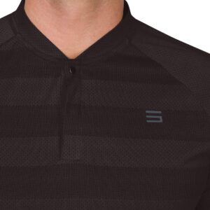 Three Sixty Six Men's Collarless Golf Polo - Lightweight, Moisture Wicking & Stretch Fabric Black