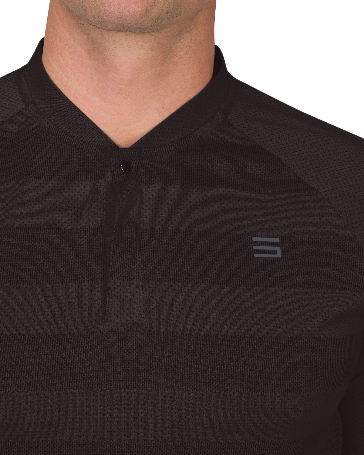 Three Sixty Six Men's Collarless Golf Polo - Lightweight, Moisture Wicking & Stretch Fabric Black