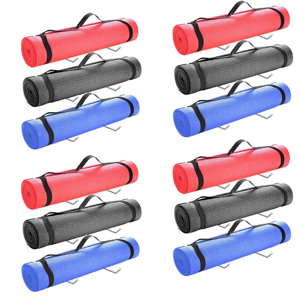 6Pcs/3 Set Yoga Mat Holder, Wall Mount Yoga Mat Storage, Home Gym Accessories for Hanging Foam Roller and Resistance Bands at Fitness Class or Home Gym