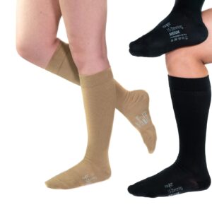 Royfa Cotton compression socks for Women and Men, 15-20 mmHg support stockings, Closed Toe circulator compression sock (Medium, Ebony)