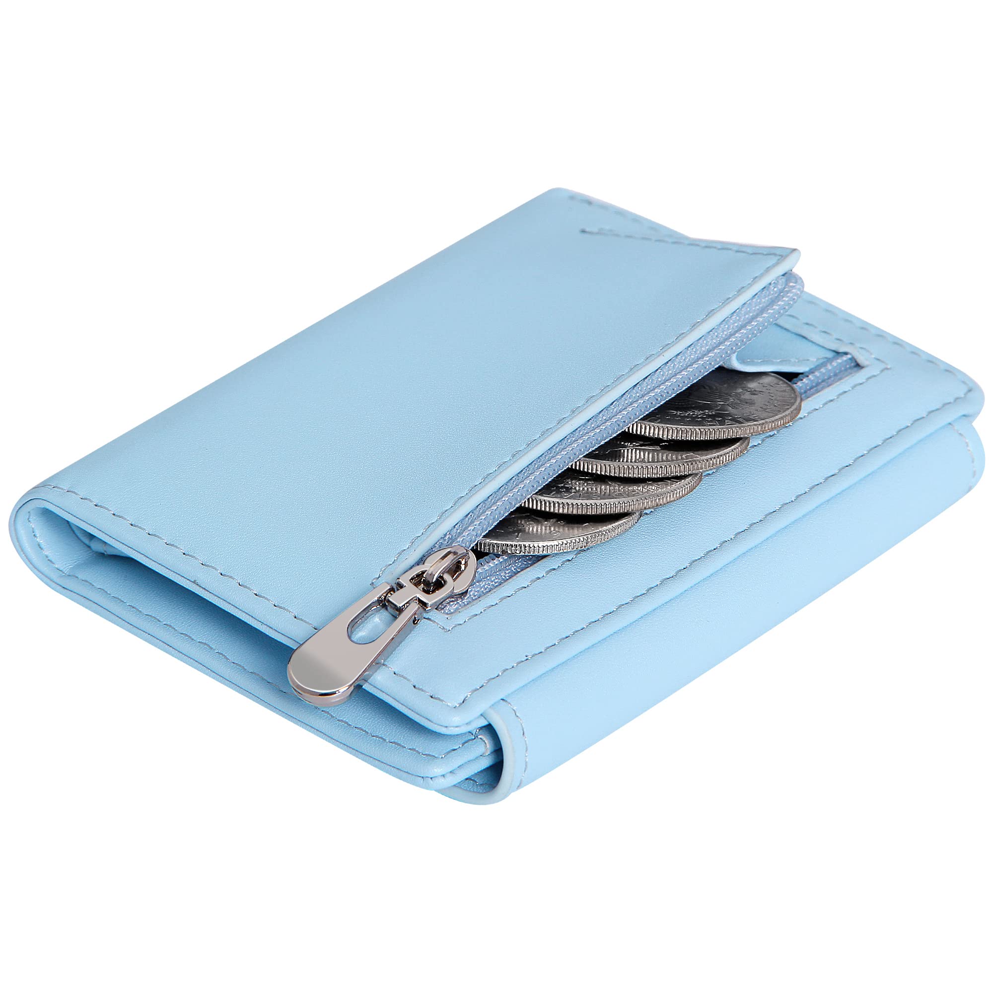 VOCUS Small Wallet for Women RFID Blocking Ladies PU Leather Card Holder Mini Compact Bifold Purse with Zipper Coin Pocket