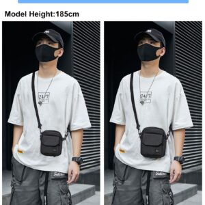 Black Small Side Shoulder Bag Crossbody Bag For Men Women Mini Messenger Bag Satchel Travel Purse Passport Holder Bag, Cell Phone Purse Neck Pouch Wallet- Unisex