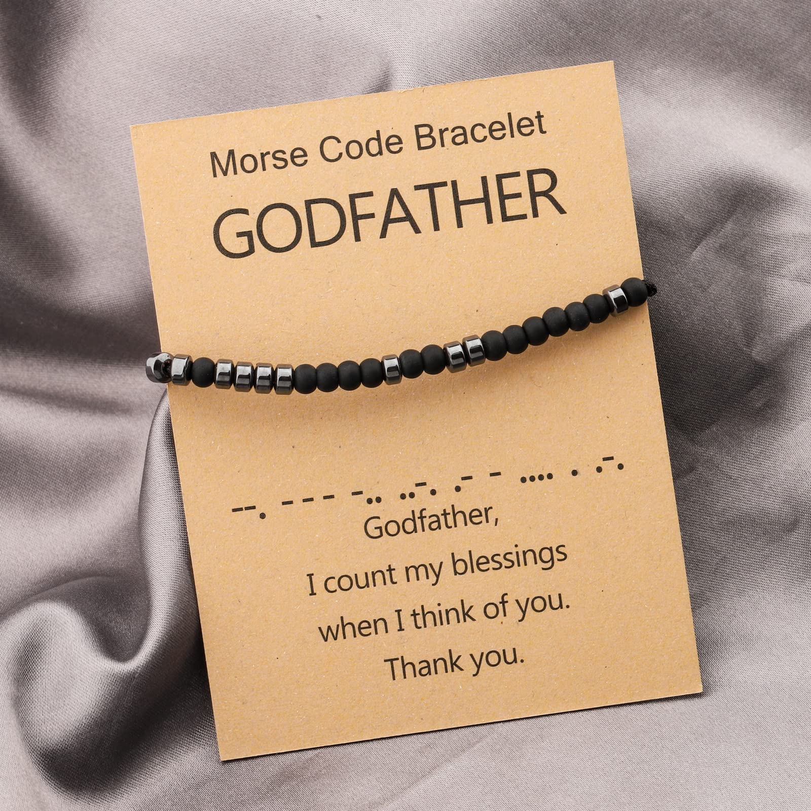 MAOFAED Godfather Gift Godfather Morse Code Bracelet Godfather I Count My Blessings When I Think of You (godfather code br)