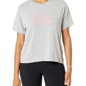 Juicy Couture Women's Varsity Crop Short Sleeve T-Shirt, Light Grey Heather/Knockout, Medium