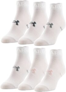 under armour women's essential lightweight low cut socks, 6-pairs, white 2 assorted, medium