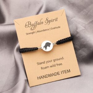 MAOFAED Buffalo Gift Buffalo Spirit Strength Abundance Gratitude Buffalo Bracelet for Men Women (buffalo spirit cardbr)