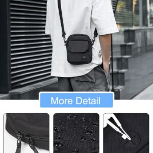 Black Small Side Shoulder Bag Crossbody Bag For Men Women Mini Messenger Bag Satchel Travel Purse Passport Holder Bag, Cell Phone Purse Neck Pouch Wallet- Unisex