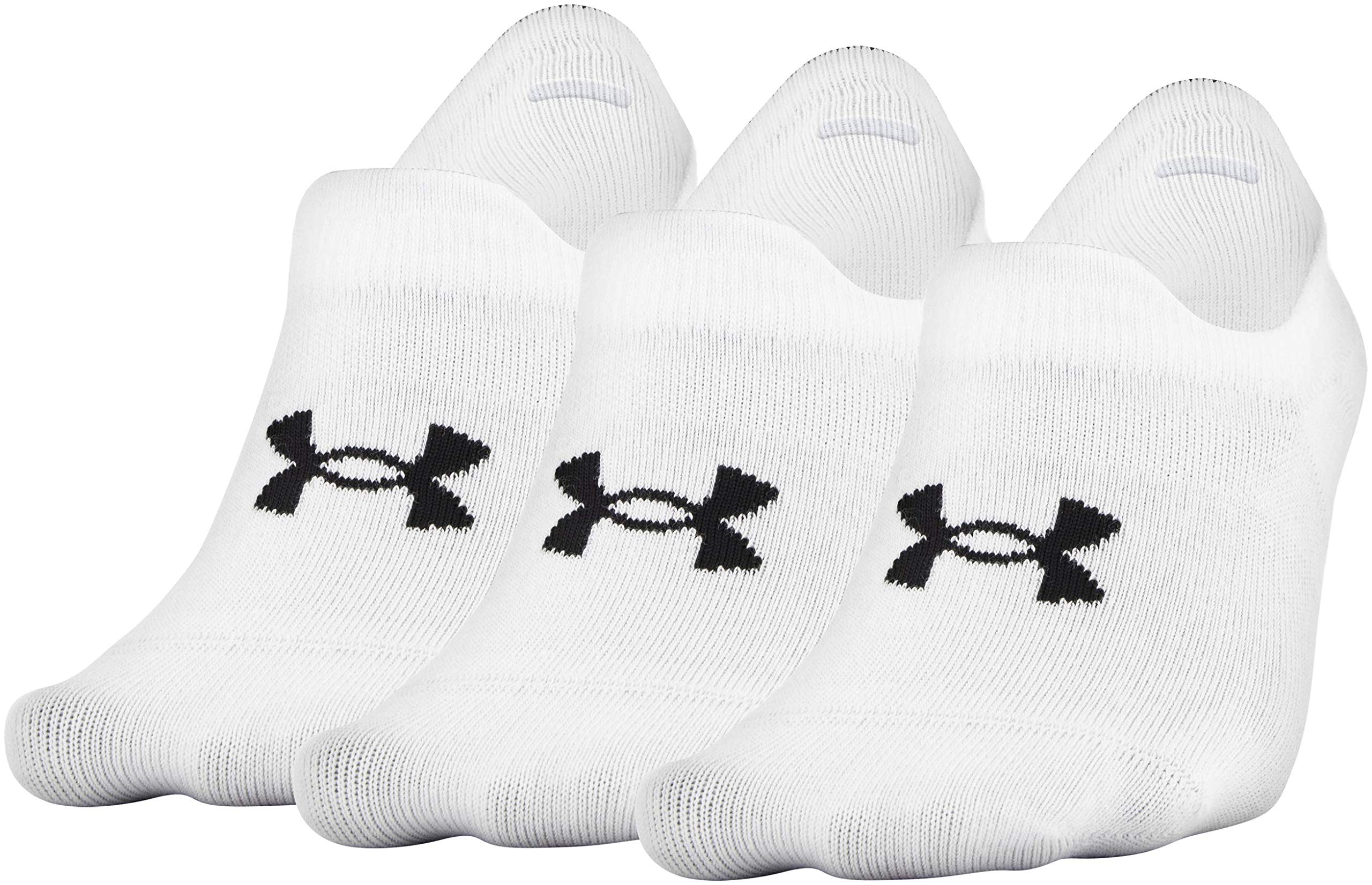 Under Armour Adult Essential Ultra Low Tab Socks, Multipairs, White 2 (3-Pairs), Large