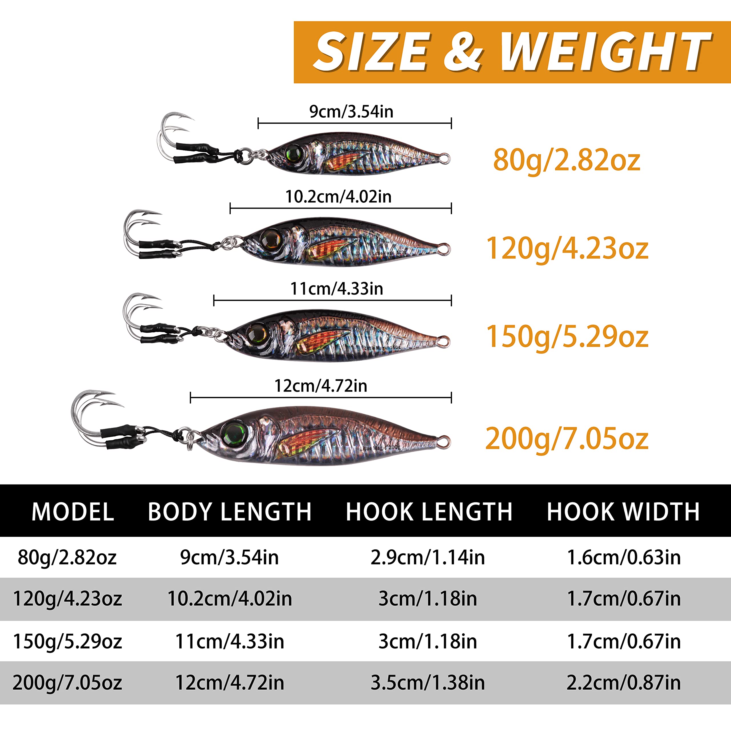 Slow Pitch Jigs Saltwater Fishing Lures Fishing Jigs 3D Colors Jigging Lures Glow Offshore Sinking Metal Jigs Saltwater Jigs with Butterfly Assist Hooks for Tuna Kingfish Saltwater Fishing