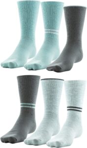 under armour men's essential crew sock, 6-pairs, opal green assorted, large