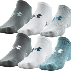 Under Armour Adult Essential Lite No Show Socks, 6-Pairs, Fresco Green Assorted, Medium