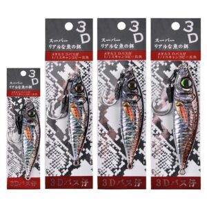 Slow Pitch Jigs Saltwater Fishing Lures Fishing Jigs 3D Colors Jigging Lures Glow Offshore Sinking Metal Jigs Saltwater Jigs with Butterfly Assist Hooks for Tuna Kingfish Saltwater Fishing