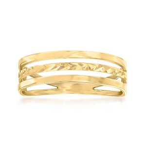 rs pure by ross-simons italian 14kt yellow gold 3-row ring. size 6