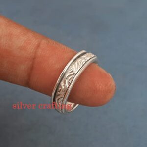 Wave Minimalist Spinner Creative Ring Spinning Boho Fidget Ring Statement Band Ring Silver Jewelry (8)