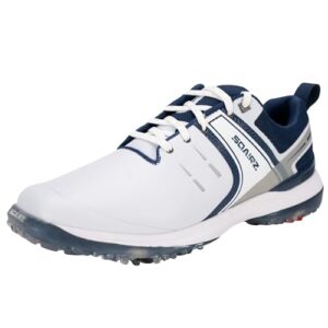 SQAIRZ Speed Men's Athletic Golf Shoes, Golf Shoes, Designed for Balance & Performance, Replaceable Spikes, Waterproof, Golf Shoes Men with Spikes, Mens Golf Shoes, Golf Footwear White/Navy