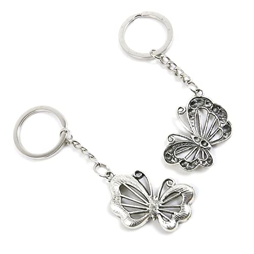 50 Pieces Keychain Keyring Door Car Key Chain Ring Tag Charms Supplies T4DA2Y Butterfly