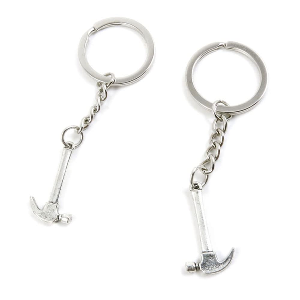 100 Pieces Keychain Keyring Door Car Key Chain Ring Tag Charms Supplies L8XU3G Hammer