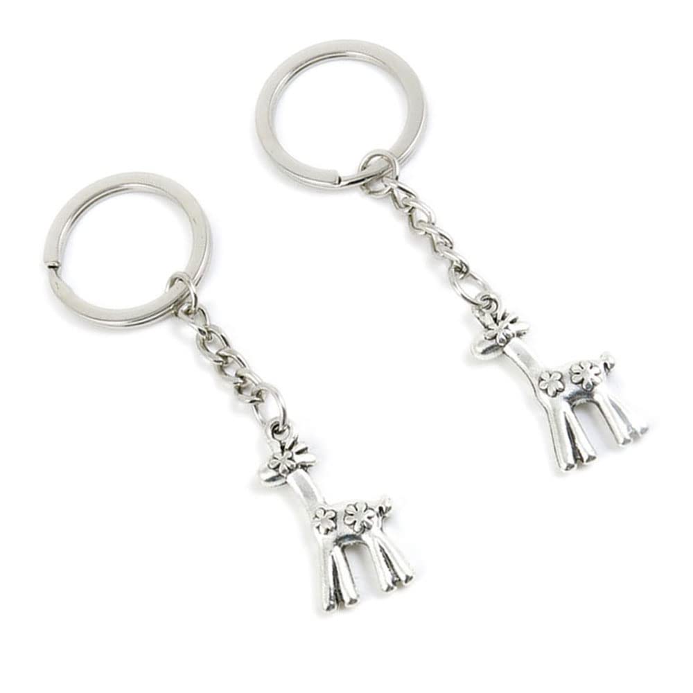 100 Pieces Keychain Keyring Door Car Key Chain Ring Tag Charms Supplies S3IE7K Sika Deer Giraffe