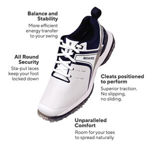 SQAIRZ Speed Men's Athletic Golf Shoes, Golf Shoes, Designed for Balance & Performance, Replaceable Spikes, Waterproof, Golf Shoes Men with Spikes, Mens Golf Shoes, Golf Footwear White/Navy