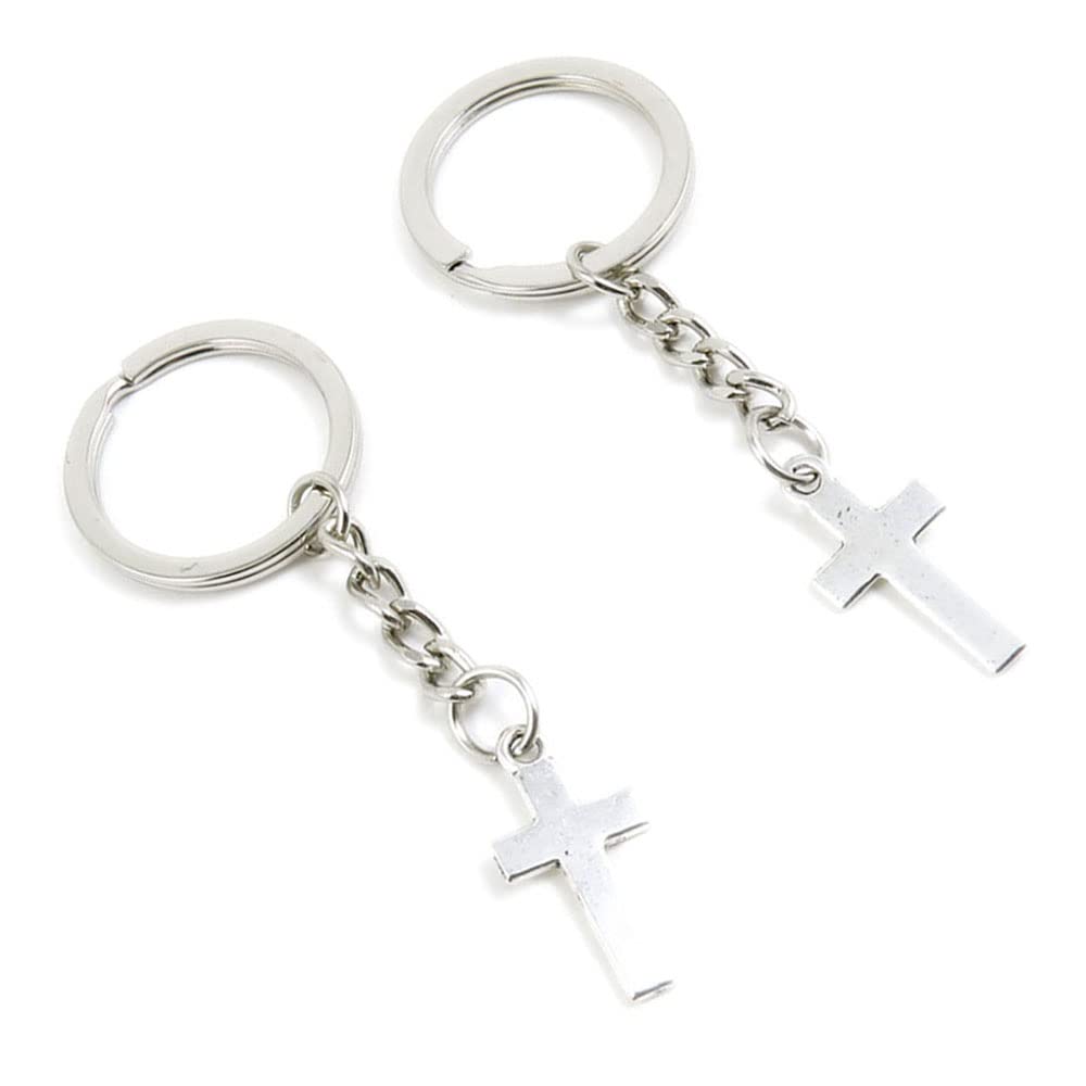 100 Pieces Keychain Keyring Door Car Key Chain Ring Tag Charms Supplies Y7KM5D Latin Cross