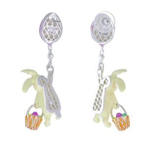 Ritzy Couture DeLuxe Handmade Adorable Drop and Dangle Easter Cute Bunny and Egg Earrings for Women Occasion Fashion Earring Gift for Girls - Fine Silver Plating - Posts