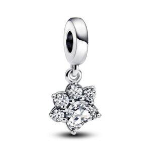 Pandora Sparkling Pet Paw Print Dangle Charm - Compatible Moments Bracelets - Jewelry for Women - Gift for Women in Your Life - Made with Sterling Silver & Cubic Zirconia