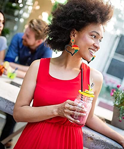 African Earrings Beaded Afro Dangle Earrings for Black Women Head Africa Map Heart Dangling Earrings Ethic Juneteenth Africa Inspired Earrings Jewelry Gift