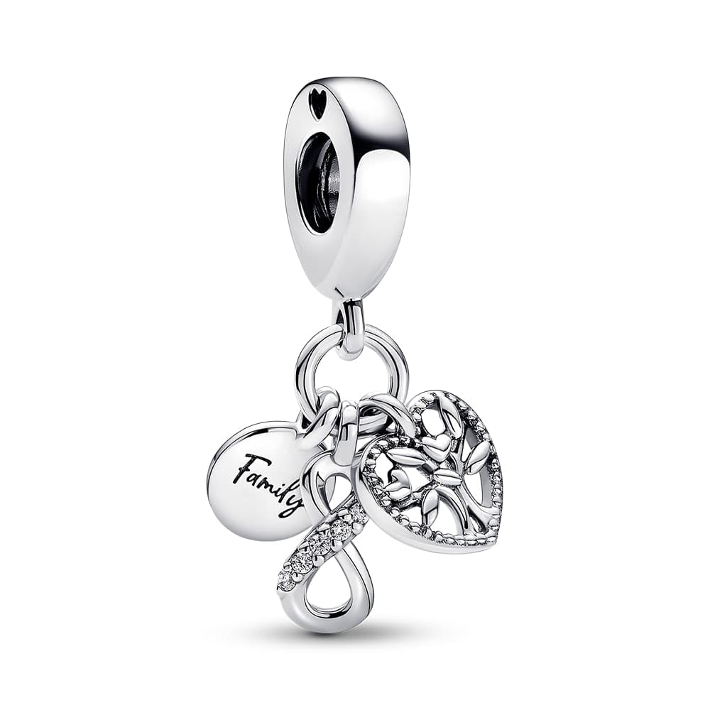 Pandora Family Infinity Triple Dangle Charm - Compatible Moments Bracelets - Jewelry for Women - Gift for Women in Your Life - Made with Sterling Silver & Cubic Zirconia