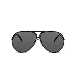 Porsche Design P8478 Iconic Sunglasses (69mm, D - Matt Black / Lens - Grey Blue / Extra Lens - Mercury, Silver Mirrored)